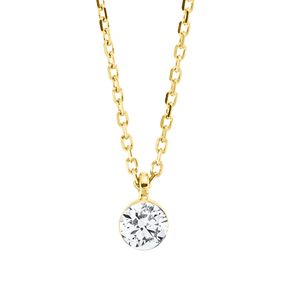 Solitaire Collier aus 750 Gold Gelbgold Brillant 0,3ct TW-SI L:45cm