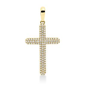 Anhänger Kreuz aus 750 Gelbgold 105 Brillanten 0,38ct TW-SI 33,1x15,4mm mit Öse