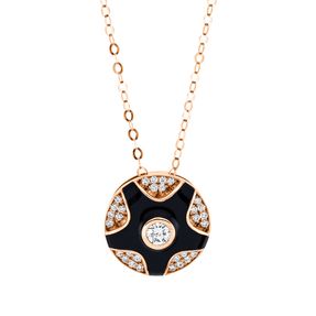 Collier aus 750 Rotgold Emaille schwarz 31 Diamanten 0,3ct TW-SI L:50,8cm