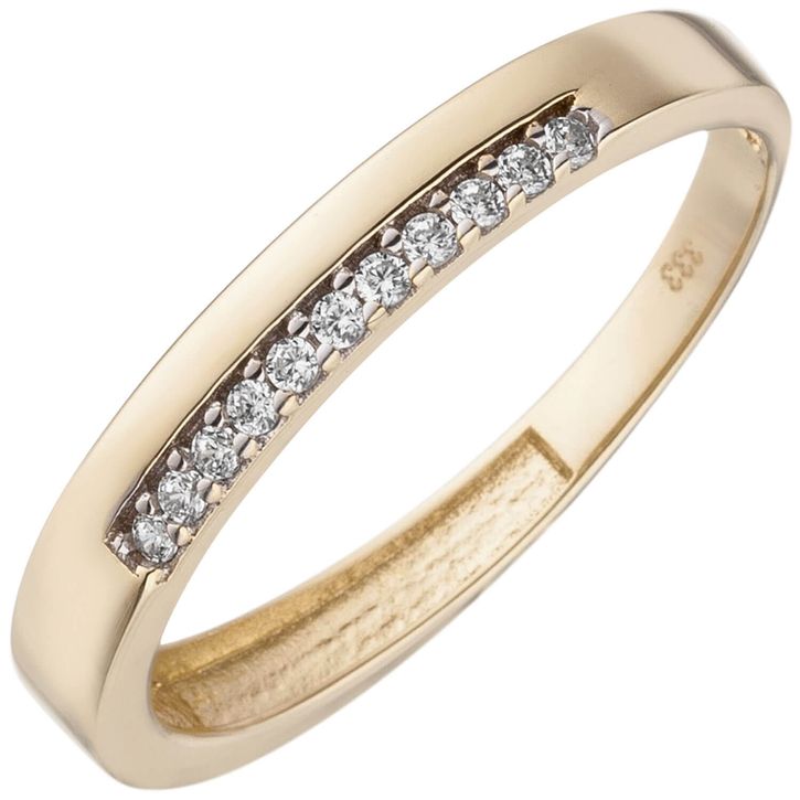 Ring aus 333 Gelbgold bicolor mit 11 Zirkonia