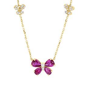 Collier aus 750 Gelbgold 6 Rubine 2,28ct rot 38 Brillanten 0,25ct TW-SI L:43,2cm