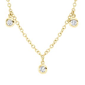 Collier aus 750 Gold Gelbgold 7 Brillanten 0,4ct TW-SI L:45cm Zarge