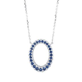 Collier Oval 750 Weißgold 25 Saphire 0,54ct blau 50 Brillanten 1,01ct TW-SI L:45cm