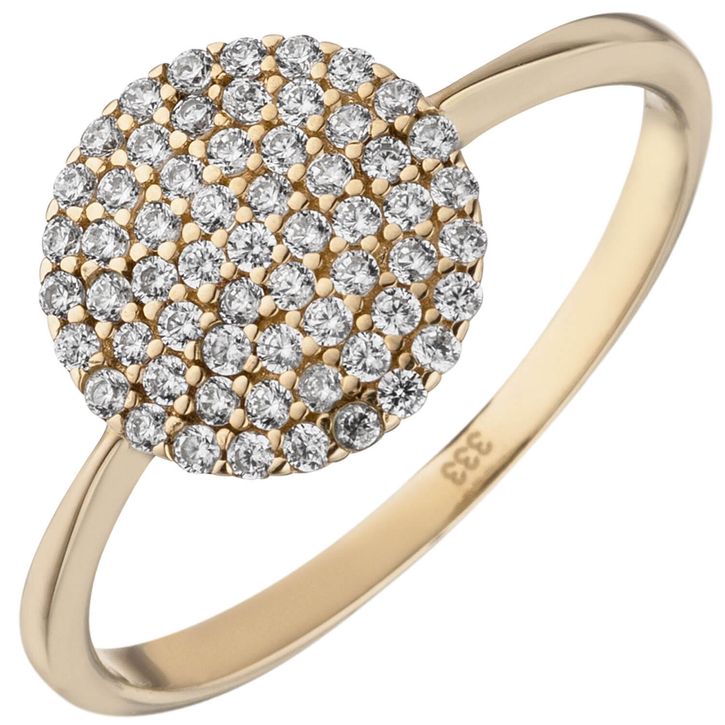 Pavé Ring aus 333 Gelbgold mit 60 Zirkonia