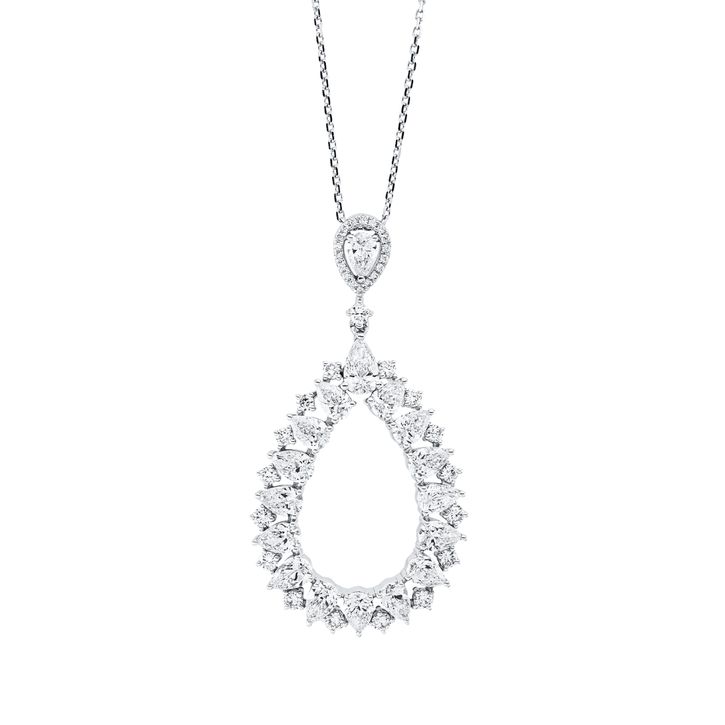 Collier Tropfen aus 750 Weißgold 52 Brillanten 2.17ct