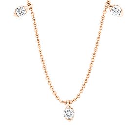 Collier aus 750 Gold Rotgold 3 Brillanten 0,18ct TW-SI L:46cm