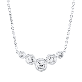 Collier aus 750 Gold Weißgold 5 Diamanten 0,46ct TW-SI L:45,7cm