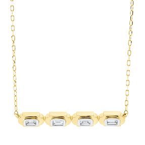 Collier aus 585 Gelbgold 4 Diamanten Baguette-Schliff 0,21ct TW-SI L:45,7cm