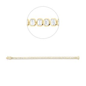 Armband aus 750 Gelbgold 45 Diamanten Smaragd-Schliff 6,84ct TW-SI B:4,9mm L:18cm