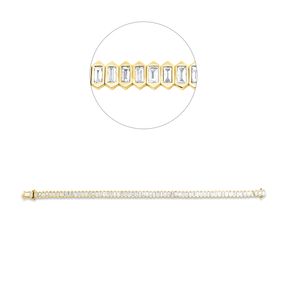 Armband 750 Gelbgold 65 Diamanten Baguette-Schliff 3,25ct TW-SI B:5,7mm L:17,8cm