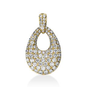 Pavé Anhänger aus 750 Gelbgold 86 Brillanten 0,81ct TW-SI 20,6x12,1mm mit Öse