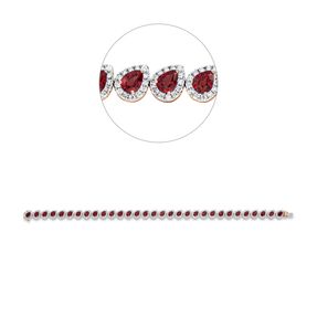 Armband 750 Rotgold 31 Rubine 7,52ct rot 403 Brillanten 1,6ct TW-PI B:6mm L:44,5 cm