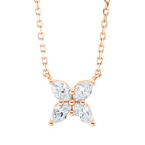 Collier aus 750 Rotgold 4 Diamanten Navette-Schliff 0,32ct TW-VSI L:45cm