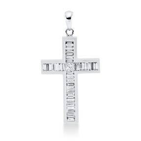 Anhänger Kreuz aus 750 Gold Weißgold 36 Diamanten 1,18ct TW-SI 33x21mm