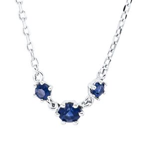 Collier aus 750 Gold Weißgold 3 Saphire 0,11ct blau L:45cm