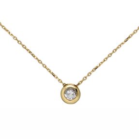 Solitär Collier Ankerkette mit Anhänger 333 Gold Gelbgold Zirkonia Zarge 42-45cm