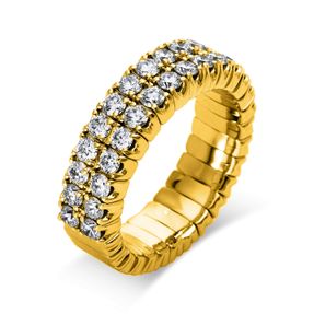 Flex-Ring aus 750 Gold Gelbgold 30 Brillanten 1,41ct TW-SI B:6,2mm 4er-Krappe