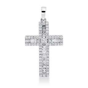 Anhänger Kreuz aus 750 Gold Weißgold 91 Diamanten 0,7ct 30,5x16,4mm mit Öse