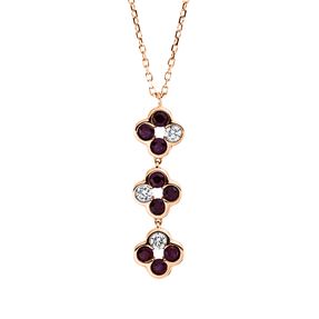 Collier aus 750 Rotgold 9 Rubine 0,51ct rot 3 Brillanten 0,13ct TW-SI L:45,7cm