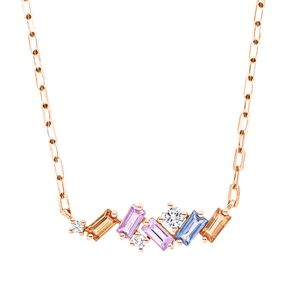 Collier 750 Rotgold 5 Saphire 0,66ct mehrfarbig 3 Brillanten 0,11ct TW-SI L:45,7cm