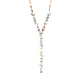 Collier aus 750 Rotgold 8 Saphire 1,18ct mehrfarbig mit Diamanten L:45,7cm