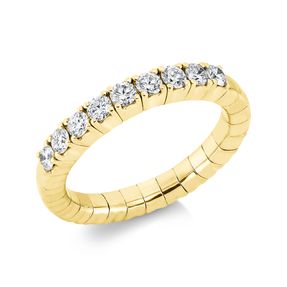 Flex-Ring aus 750 Gold Gelbgold 9 Brillanten 0,63ct TW-SI S:3,3mm 4er-Krappe