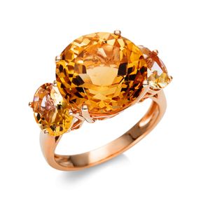 Ring aus 750 Gold Rotgold 3 Citrine 10,3ct gelb B:12,8mm 4er-Krappe