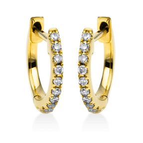 Creolen aus 750 Gold Gelbgold 18 Diamanten 0,08ct TW-SI 11,5x1,2mm