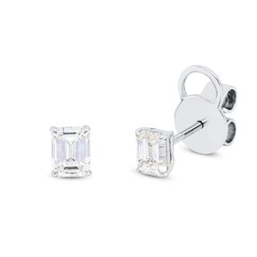 Solitaire Ohrstecker aus 750 Weißgold 2 Diamanten Smaragd-Schliff 0,75ct I-VSI