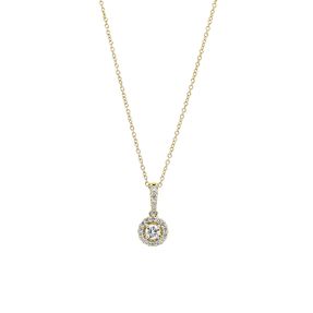 Collier aus 750 Gelbgold 20 Diamanten 0,29ct TW-SI L:45cm Fassung rhodiniert