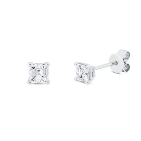 Solitaire Ohrstecker aus 750 Weißgold 2 Diamanten Asscher-Schliff 0,61ct F-VSI