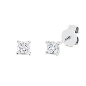 Solitaire Ohrstecker aus 750 Weißgold 2 Diamanten Prinzess-Schliff 0,25ct F-VSI