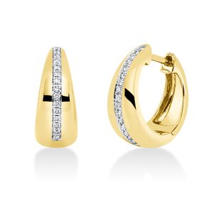 Creolen aus 750 Gelbgold 32 Brillanten 0,16ct I-SI 14,9x6,5mm Fassung rhodiniert