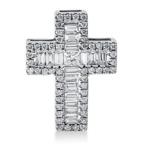 Anhänger Kreuz aus 750 Gold Weißgold 68 Diamanten 0,56ct TW-SI B:15,5mm