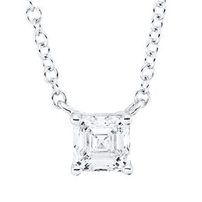 Solitaire Collier aus 750 Weißgold Diamant Asscher-Schliff 0,51ct F-VSI L:45,7cm