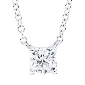 Solitaire Collier aus 750 Weißgold Diamant Kissen-Schliff 0,5ct F-VSI L:45,7cm