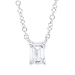 Solitaire Collier aus 750 Weißgold Diamant Smaragd-Schliff 0,5ct F-VSI L:45,7cm