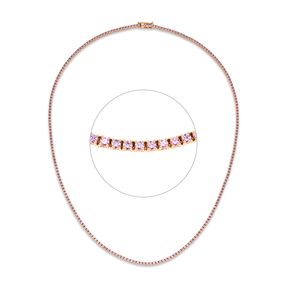 Collier aus 585 Gold Rotgold 220 Saphire 3,83ct pink L:44,5cm