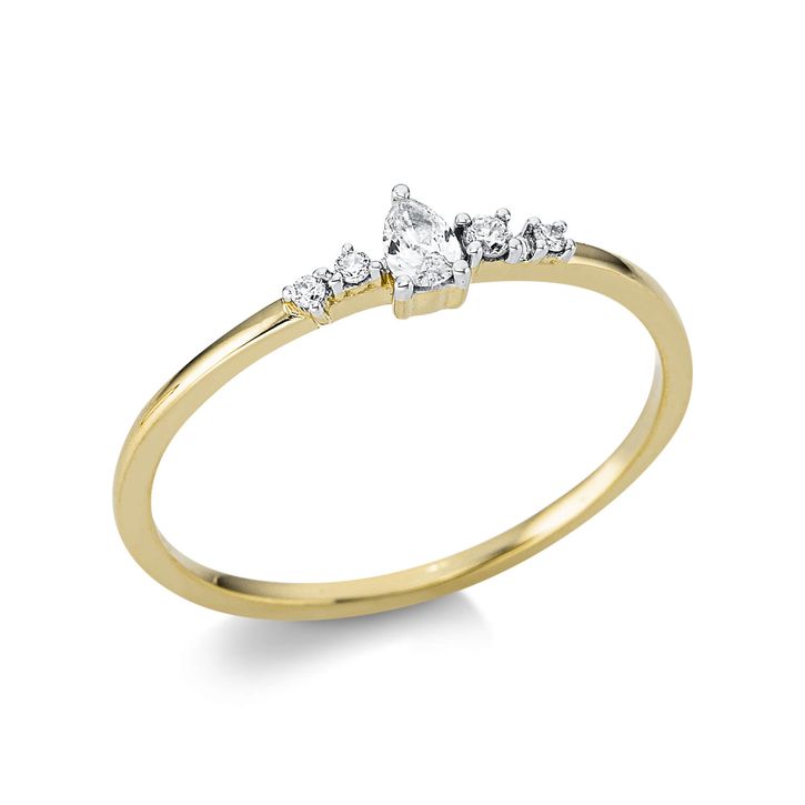 Ring aus 750 Gold gelb weiß 5 Brillanten 0.12ct