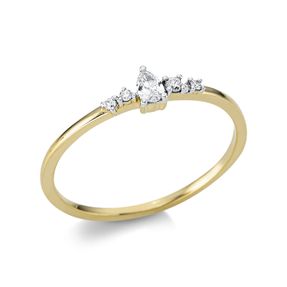 Ring aus 750 Gold gelb/weiß 5 Diamanten 0,12ct TW-SI B:3,6mm 3er-Krappe