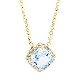 Collier aus 750 Gelbgold Topas 1,4ct skyblue 24 Brillanten 0,1ct TW-SI L:43,2cm Collier aus 750 Gelbgold Topas 1,4ct skyblue 24 Brillanten 0,1ct TW-SI L:43,2cm