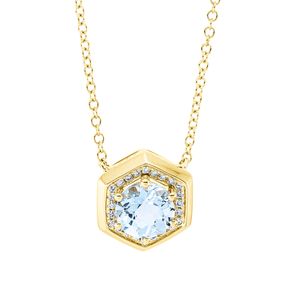 Collier aus 750 Gelbgold Topas 1,1ct skyblue 24 Brillanten 0,08ct TW-SI L:43,2cm Collier aus 750 Gelbgold Topas 1,1ct skyblue 24 Brillanten 0,08ct TW-SI L:43,2cm