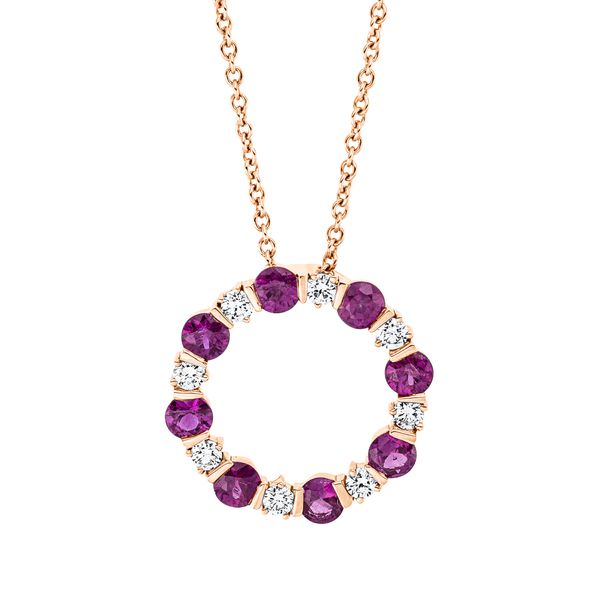 Collier aus 750 Rotgold 8 Rubine 8 Brillanten 0.26ct