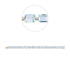 Armband aus 750 Gelbgold 17 Topase 33,9ct skyblue 17 Brillanten 0,48ct TW-SI