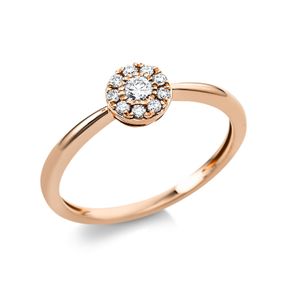 Ring aus 750 Rotgold 9 Brillanten 0,09ct TW-SI 1 Brillant 0,08ct TW-SI Ø6,1mm