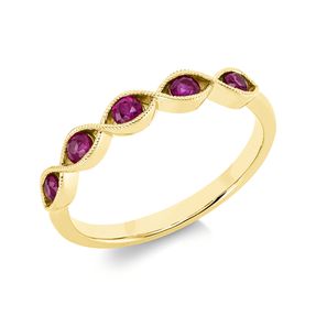 Ring aus 750 Gold Gelbgold 5 Rubine 0,4ct rot B:3,3mm Ring aus 750 Gold Gelbgold 5 Rubine 0,4ct rot B:3,3mm