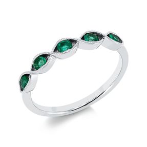 Ring aus 750 Gold Weißgold 5 Smaragde 0,3ct grün B:3,3mm Ring aus 750 Gold Weißgold 5 Smaragde 0,3ct grün B:3,3mm