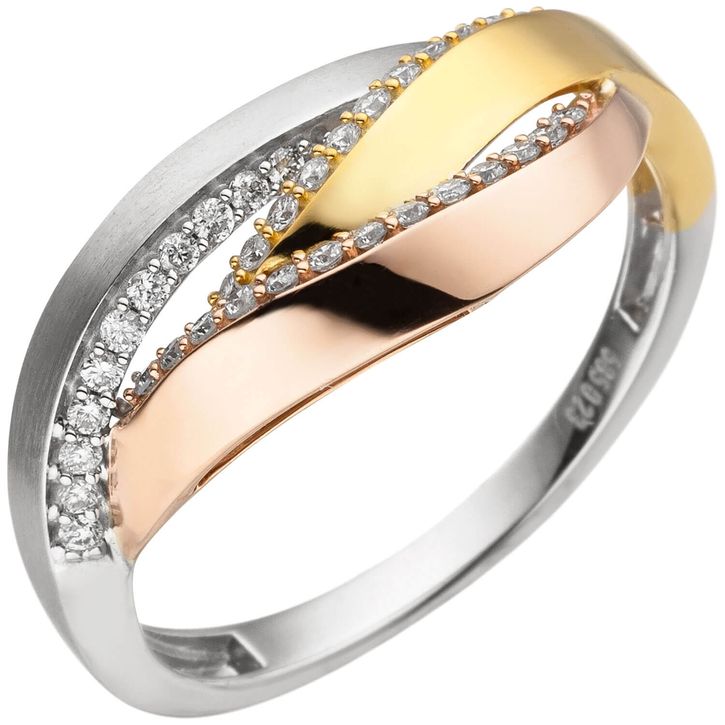 Ring aus 585 Gold tricolor mit 36 Brillanten