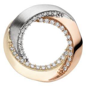 Anhänger aus 585 Gelbgold tricolor vergoldet 17,3mm mit 39 Brillanten 0,2 Ct.