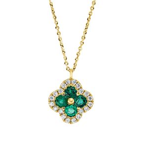 Collier 750 Gelbgold 4 Smaragde 0,37ct grün 20 Brillanten 0,14ct TW-SI L:43,2cm Collier 750 Gelbgold 4 Smaragde 0,37ct grün 20 Brillanten 0,14ct TW-SI L:43,2cm